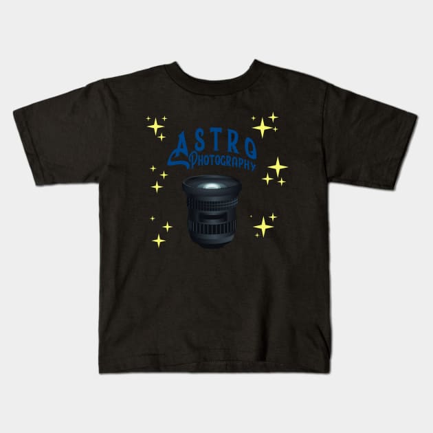 Astrophotography Camera Lens Kids T-Shirt by PCB1981